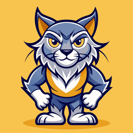 Fierce Lynx Mascot Illustration in Dynamic Pose and Cartoon Styleのイラスト素材