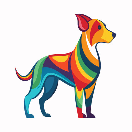 Gradient Style Dog Pose Illustration with Vibrant Huesのイラスト素材