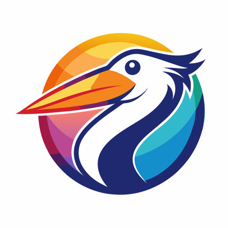 Gradient Style Pelican Illustration with Vibrant Colorsのイラスト素材