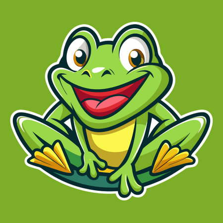 Playful and Relaxed Frog Character Mascot in Cartoon Styleのイラスト素材