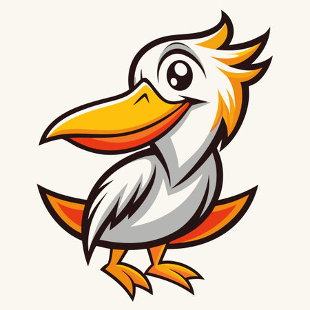Cute and Simple Cartoon Mascot Illustration of a Pelicanのイラスト素材