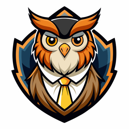 Wise and Knowledgeable Owl Mascot Illustration in a Cartoon Style for Education or Businessのイラスト素材