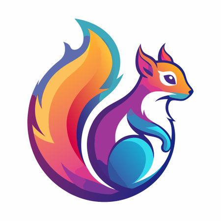 Gradient Style Colorful Squirrel Illustration with Artistic Detailsのイラスト素材