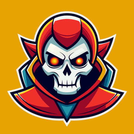 Skull Mascot Cartoon Stylized Logo Illustration for Business or Esportsのイラスト素材