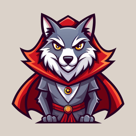 Cartoon Illustration of a Wolf in a Cloak with Mascot Style