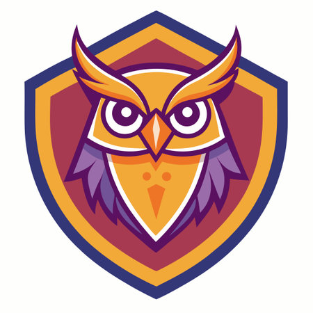 Vibrant Owl Logo with Colorful Gradient Badgeのイラスト素材