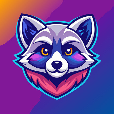 Gradient Colorful Raccoon Logo in Vibrant Huesのイラスト素材