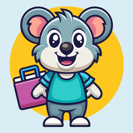 Cartoon Koala Mascot with a Shopping Bag for Your Business Logoのイラスト素材