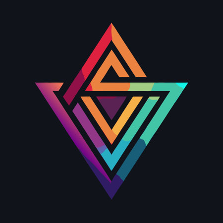 Colorful Gradient Triangle Logo Illustration in Vibrant Geometric Styleのイラスト素材