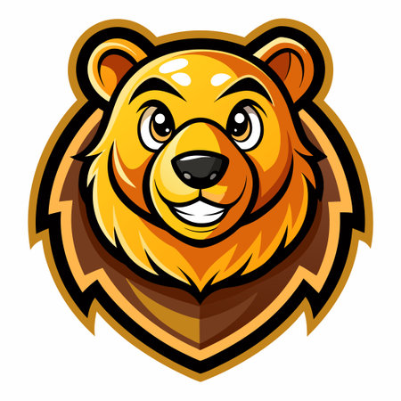 Cartoon Mascot Logo Design of a Friendly Honey Bearのイラスト素材