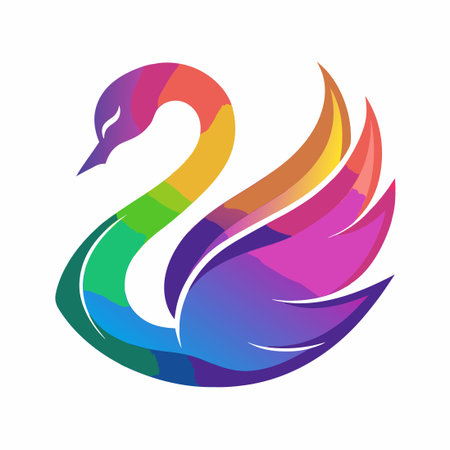 Enchanting Gradient Swan Logo with Vibrant Hues in Abstract Styleのイラスト素材