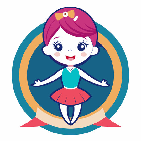 Cute and Colorful Vector Illustration of a Ballerina Mascot Cartoonのイラスト素材