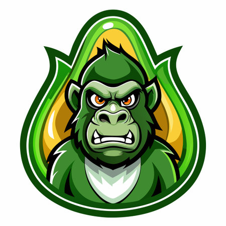 Vector Illustration of an Avocado-Themed Gorilla Mascot with Cacophony of Colors (1)のイラスト素材