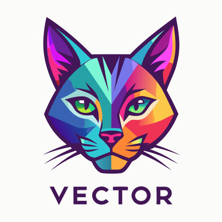 Colorful and Gradient Vector Illustration of a Cat's Silhouette with Vibrant Huesのイラスト素材