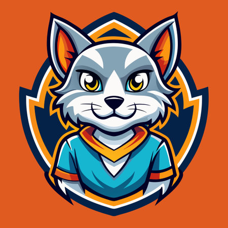 Cartoon Cat Mascot in Dynamic Vector Illustration Styleのイラスト素材