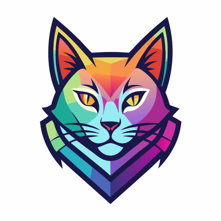 Vibrant Gradient Cat Vector Illustration with Colorful Stylized Formのイラスト素材