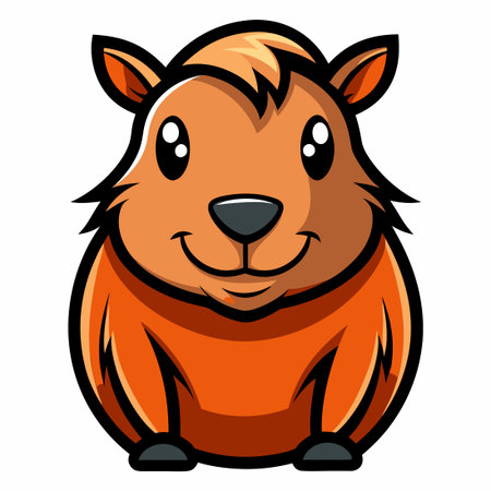 Adorable Capybara Mascot Cartoon Vector Logo Illustrationのイラスト素材