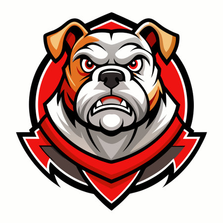 Enigmatic Vector Mascot Logo Cartoon Depicting a Bulldog with a Striking Visageのイラスト素材
