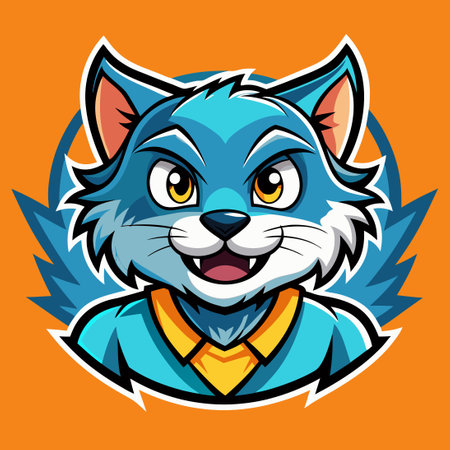 Cute Vector Logo Cartoon Mascot Illustration of a Cates Characterのイラスト素材