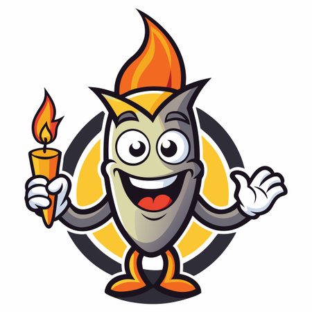 Cartoon Candle Mascot with Vector Logo Illustrationのイラスト素材