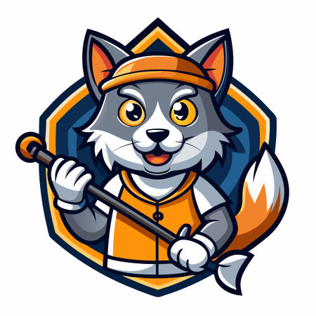 Vector Illustration of a Cat Fishing Mascot Cartoon Characterのイラスト素材