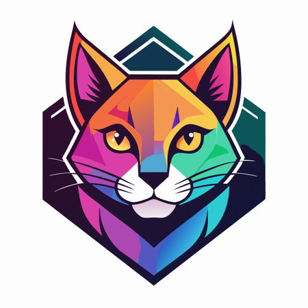 Vibrant and Colorful Cat Vector Logo Illustration with Gradient Huesのイラスト素材