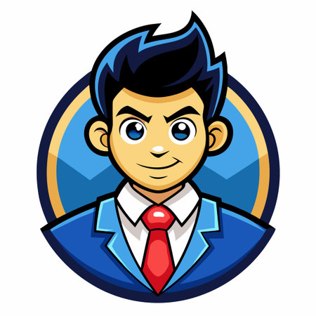 Cartoon Mascot of a Vector Businessman Driving a Carのイラスト素材