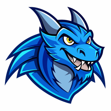 Blue Dragon Mascot Cartoon Vector Logo Illustration for Sports Team or Brandingのイラスト素材
