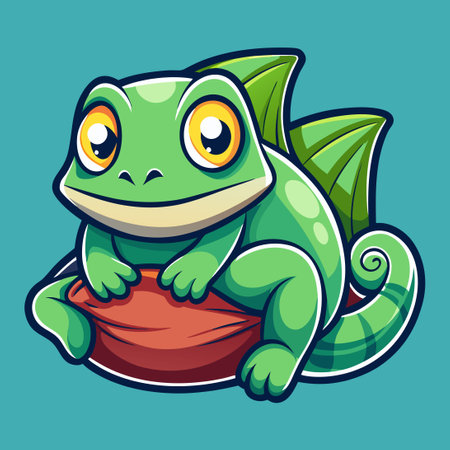 Delightful Chameleon Pillow Mascot Vector Illustration in Vibrant Colorsのイラスト素材