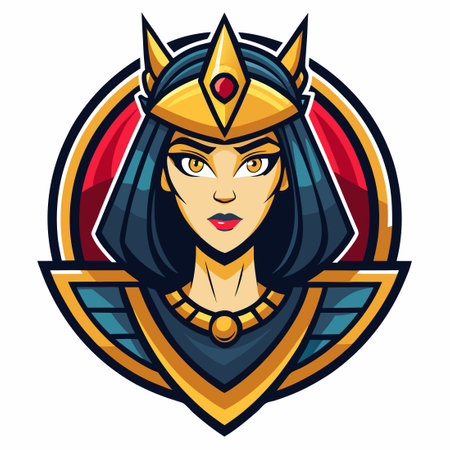 Minimalist Vector Logo of Cleopatra, a Graceful and Enigmatic Egyptian Queenのイラスト素材