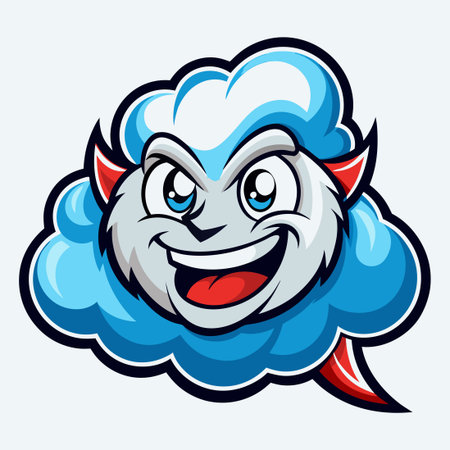 Vector Logo Illustration of a Cloud Mascot with a Cartoon Styleのイラスト素材