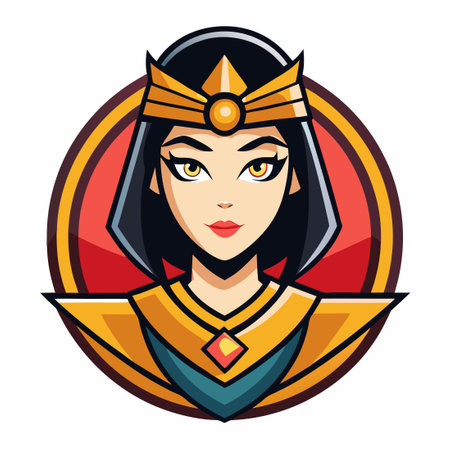 Minimalist Vector Mascot of Cleopatra, the Iconic Egyptian Queenのイラスト素材