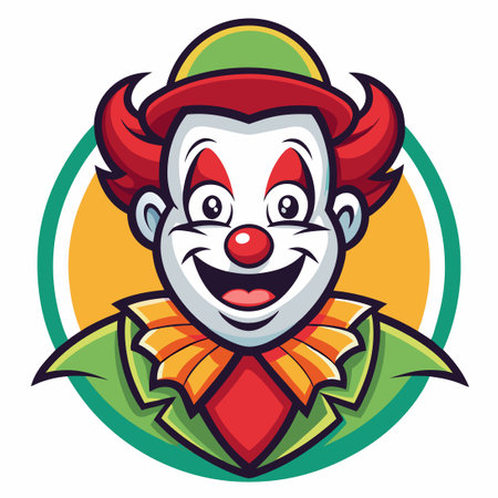 Whimsical Vector Logo Illustration of a Playful Clown Mascot with Cartoonish Styleのイラスト素材
