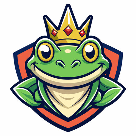 Mighty Crowned Frog Mascot with a Regal Flairのイラスト素材
