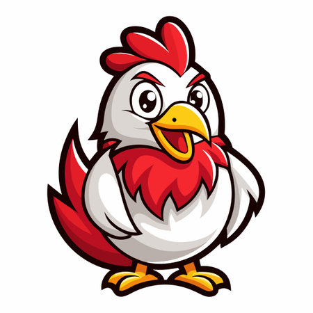 Adorable Cartoon Chicken Mascot Illustration with Vector Logo Designのイラスト素材