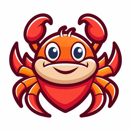 Playful Vector Logo Illustration of a Cute Cartoon Crab Mascotのイラスト素材