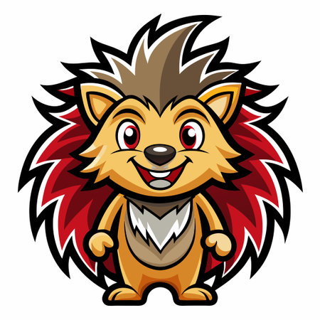 Adorable Porcupine Mascot Driving a Car with a Vector Logo Illustrationのイラスト素材