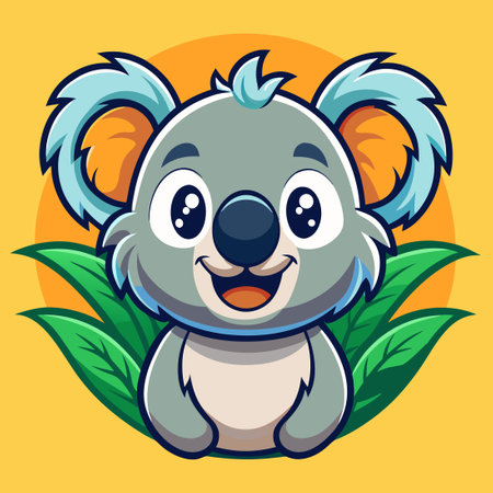 Adorable Cartoon Koala Mascot with Vector Logo Illustrationのイラスト素材