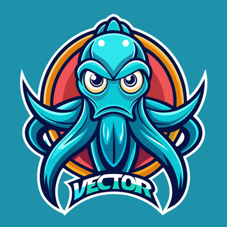 Vector Cuttlefish Mascot Character Illustration with Cartoonish Styleのイラスト素材