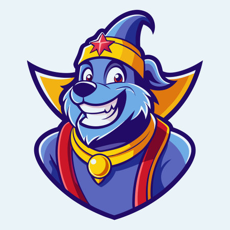Vector Illustration of a Dog Genie Mascot Cartoon Character with Magic Lampのイラスト素材