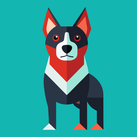Modern Flat Vector Illustration of a Dog in a Minimalist Styleのイラスト素材