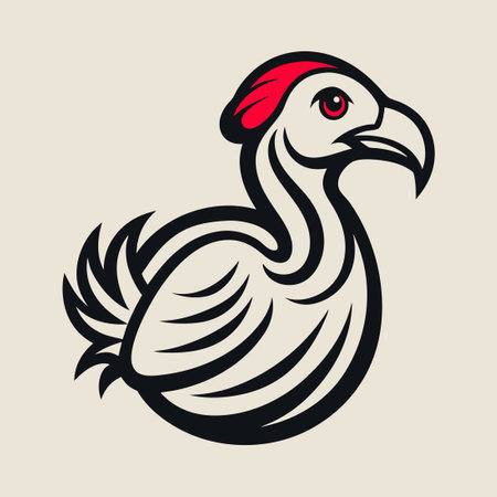 Intricate Line Art Illustration of an Extinct Dodo Bird in a Minimalist Styleのイラスト素材