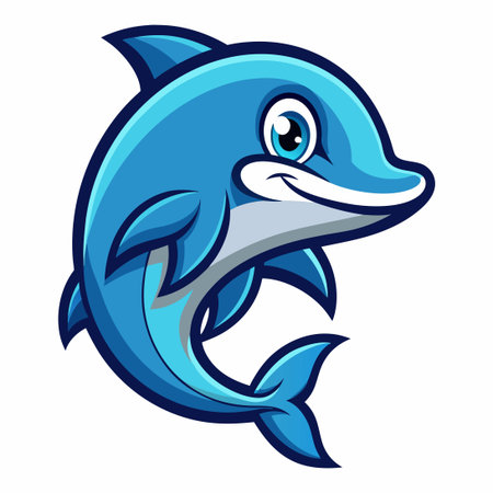 Vector Illustration of a Dolphin Mascot Cartoon with a Striking Poseのイラスト素材