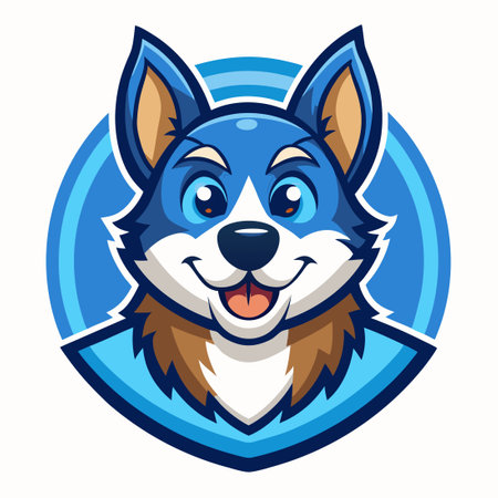 Cartoon-Style Vector Logo Illustration of a Dog Mascotのイラスト素材