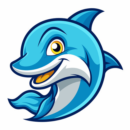 Playful Dolphin Mascot Cartoon with a Star in a Vector Logo Illustrationのイラスト素材