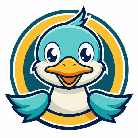 Cute and Simple Vector Logo Illustration of a Duckling Mascotのイラスト素材