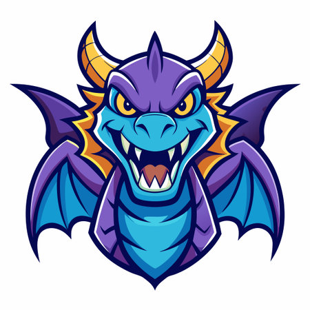 Fierce Dragon Mascot Cartoon Illustration with Vector Graphic Styleのイラスト素材