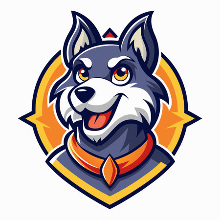 Energetic Cartoon-Style Dog Mascot with Vector Logo Illustration in Vibrant Colorsのイラスト素材