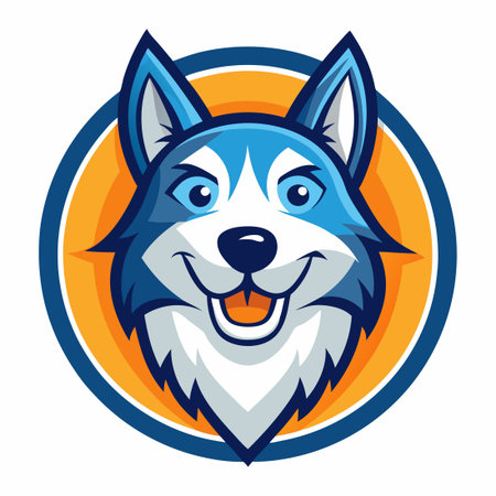 Minimalistic Dog Mascot Logo Vector Illustration in Simple Mascot Styleのイラスト素材