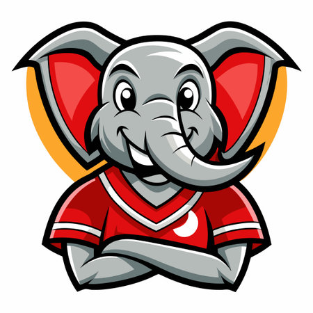 Cartoon Elephant Mascot with a Cheerful and Playful Expressionのイラスト素材